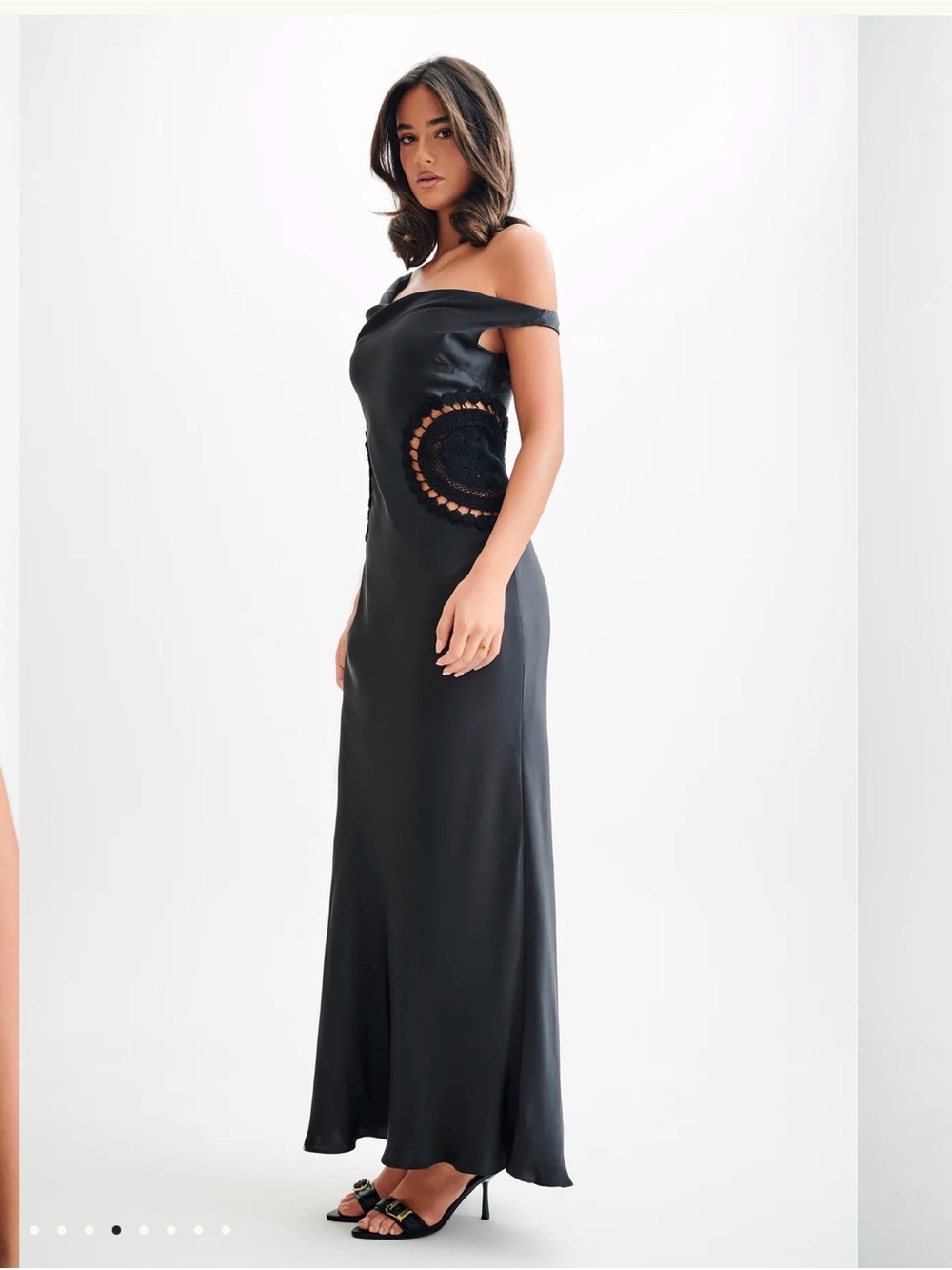 Meshki Black One-Shoulder Cutout Maxi Dress with Ring Detail - Picture 3 of 10